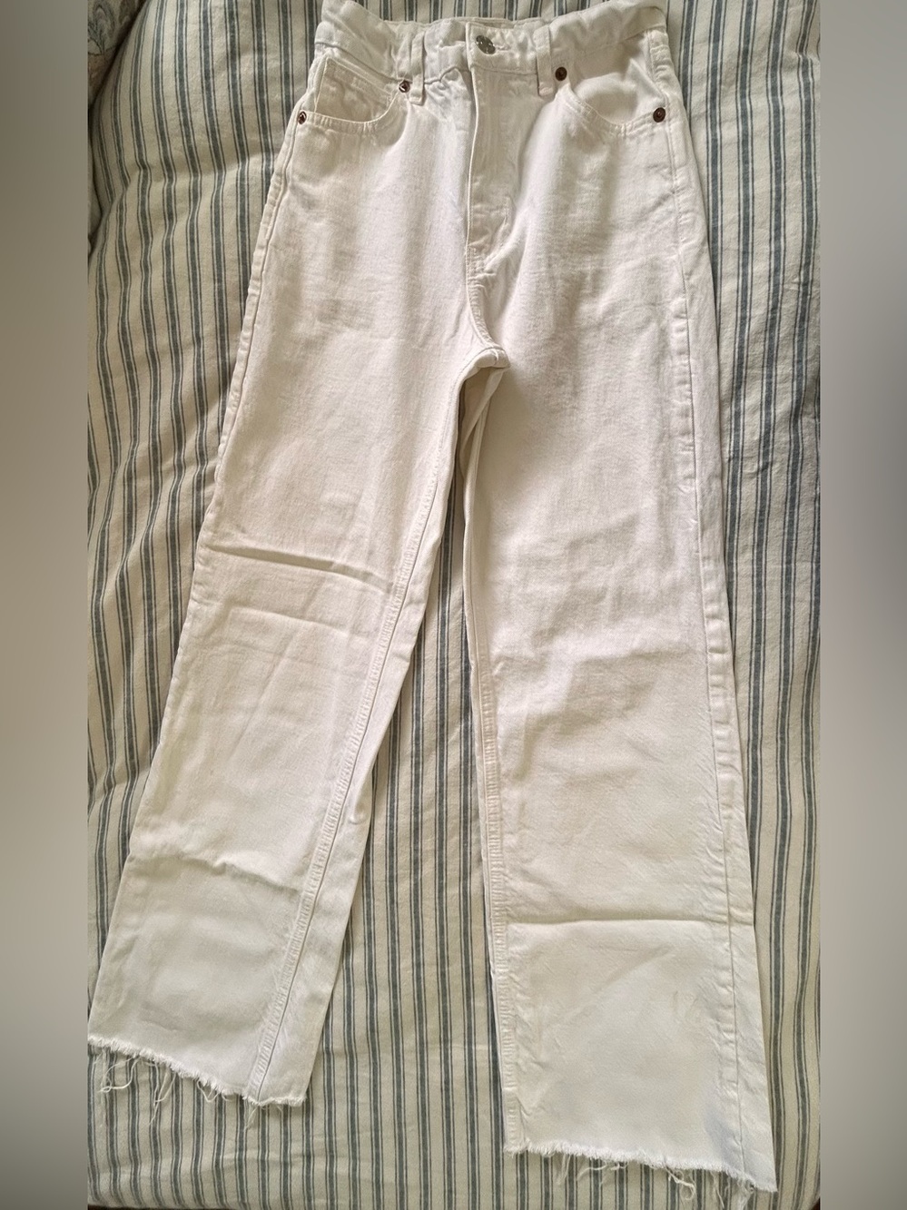 Zara White High-Waist Denim Wide Leg